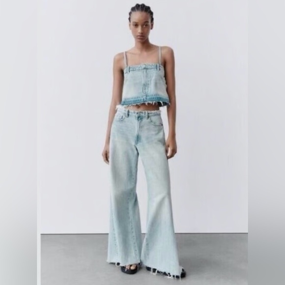Zara Tops - Zara Skirt Denim Crop Top 5252/201